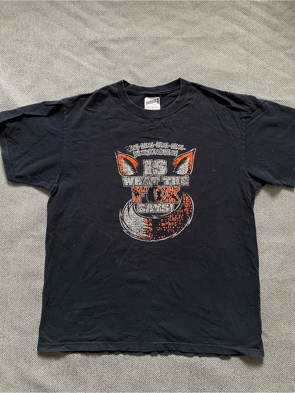 Screen Stars "What Does The Fox Say?" Graphic T-Shirt L Vintage Tee